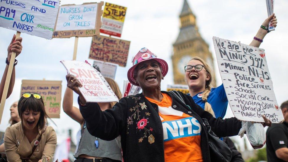 Nurses protesting about the pay cap