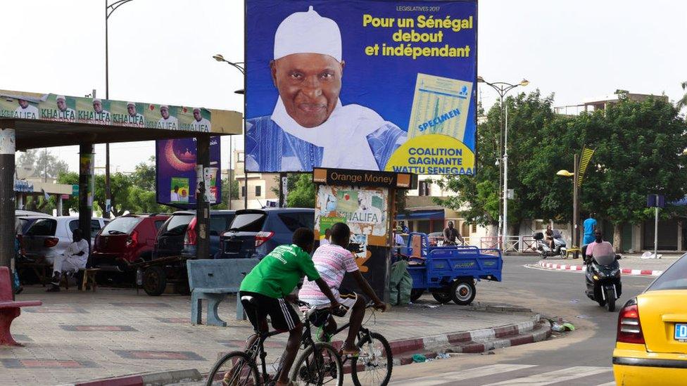 A street in Dakar, Senegal, showing an election poster