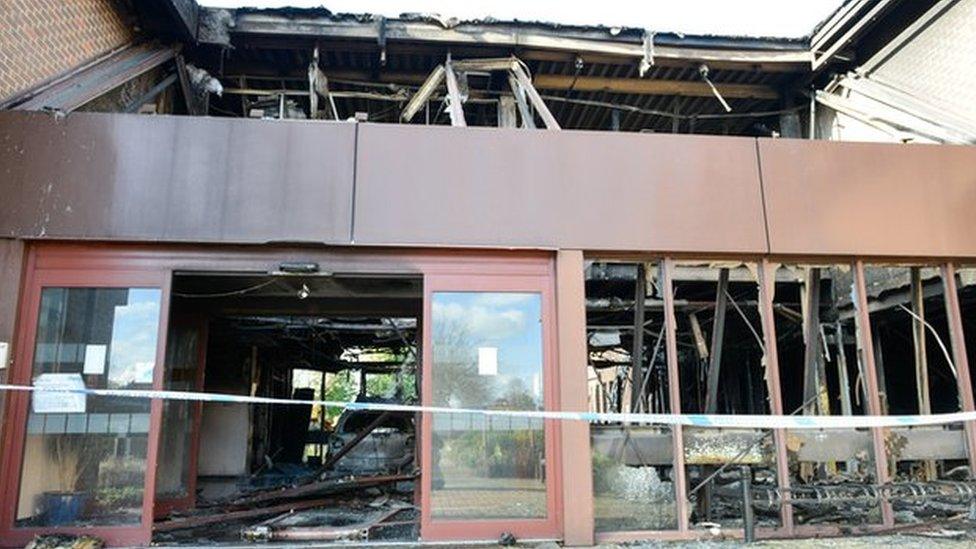 Wrecked foyer of SODC building