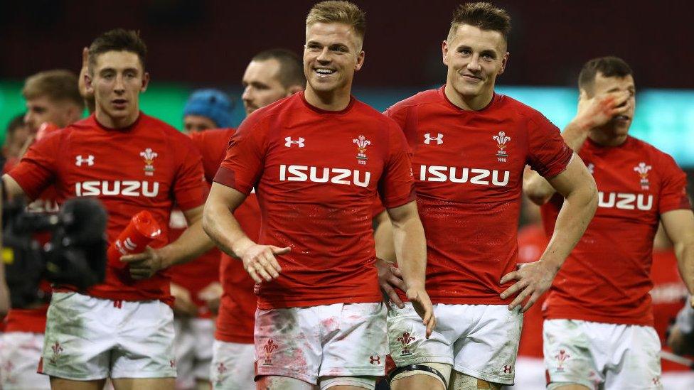 Welsh Rugby Players after a win