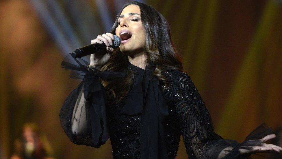 Lebanese singer Hiba Tawaji performs during the first ever female concert in the Saudi capital Riyadh, 6 December 2017