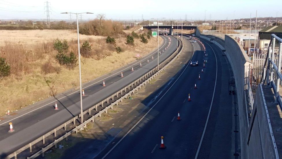 Lane closures on the A13 Sadlers Farm