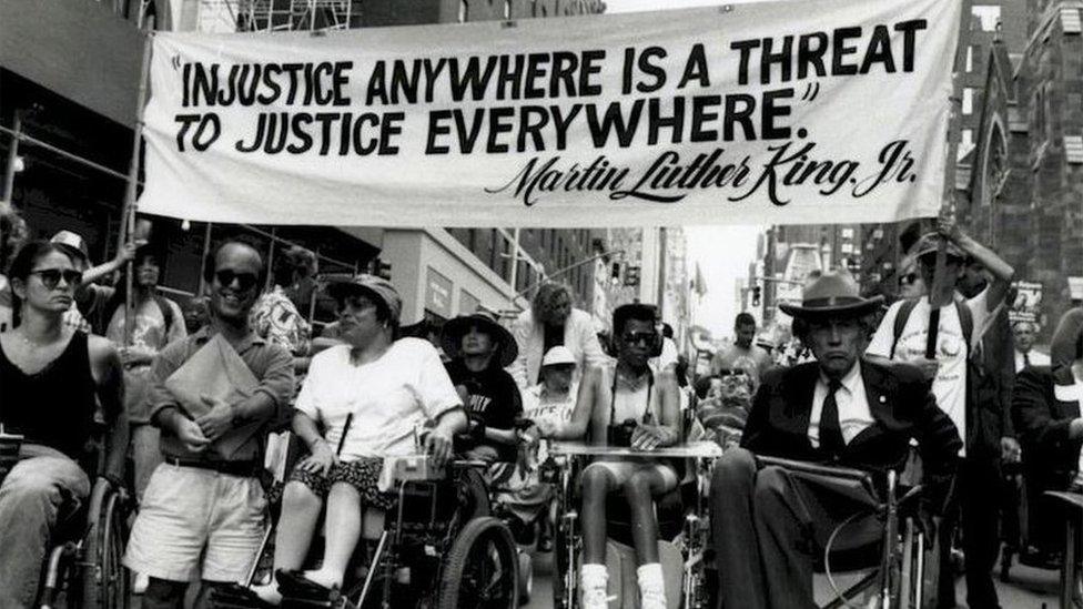 Judy Heumann demonstrating at a protest