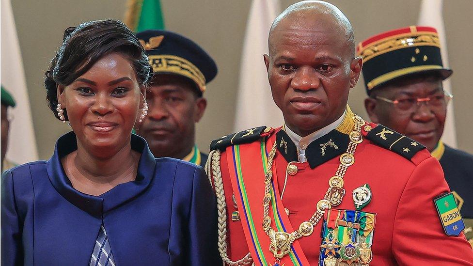 Gen Nguema with his wife, Zita Nyangue Oligui Nguema