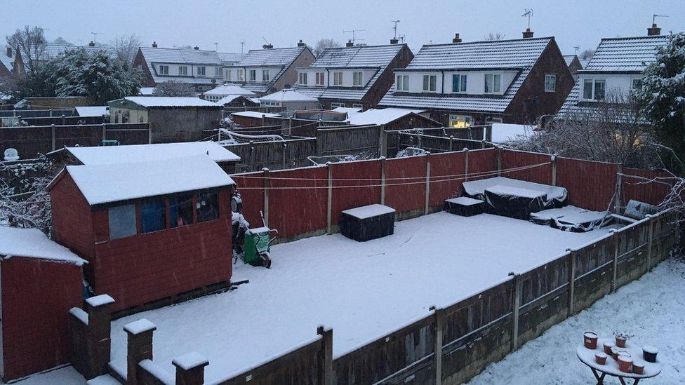 Snow in Mold, Flintshire. on 8 January 2021