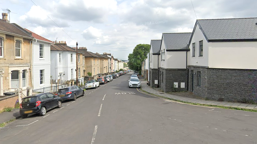 The entrance to Sydenham Road in Bristol showing houses on either side