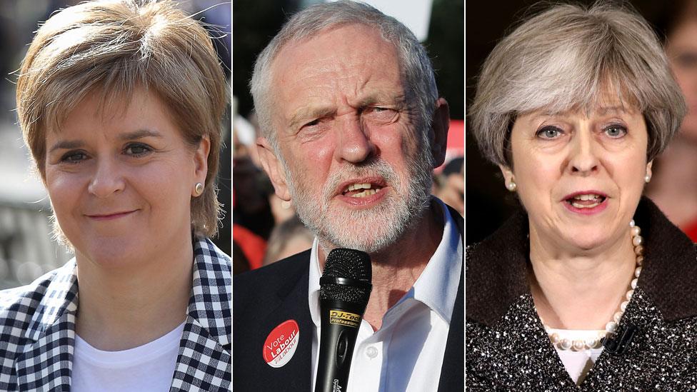 Nicola Sturgeon, Jeremy Corbyn, Theresa May