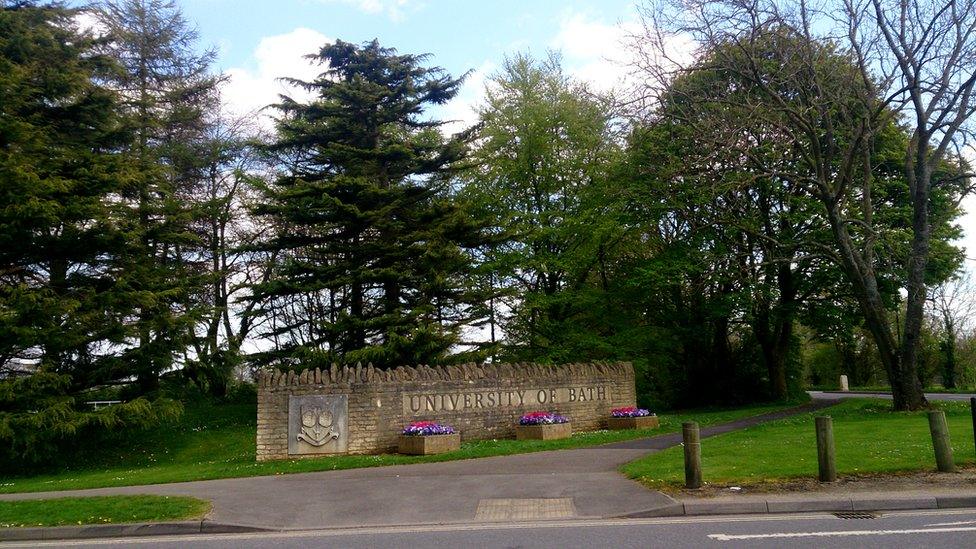 Stone wall entrance of the University of Bath