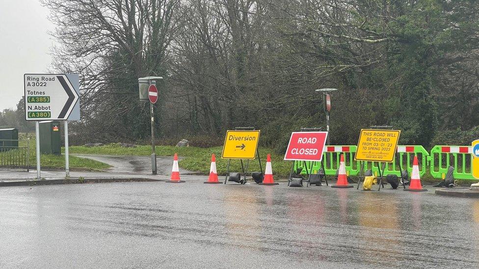 The road closure on Brixham Road