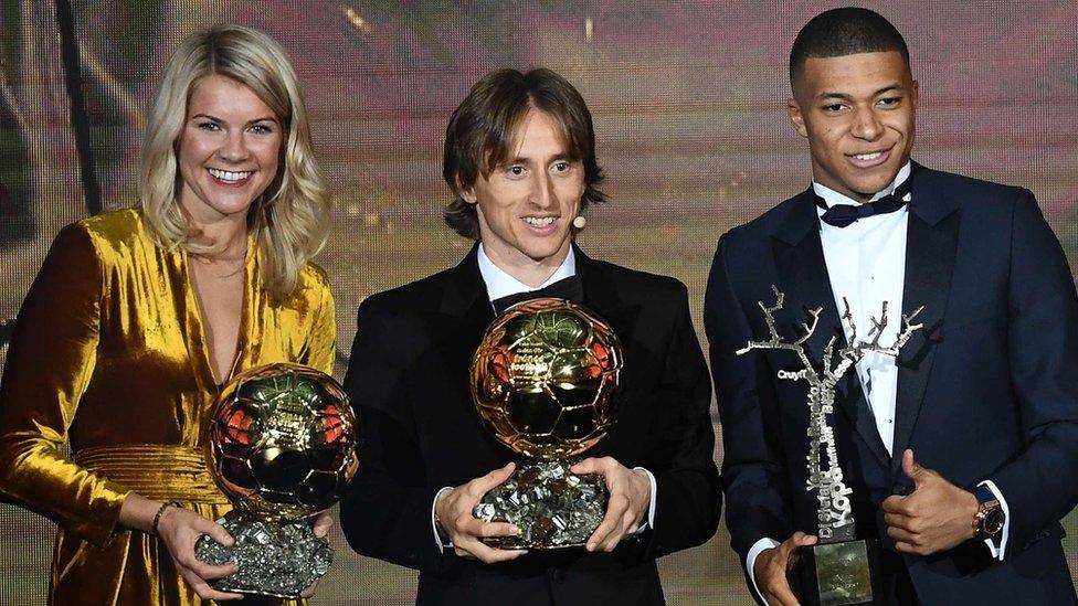 Ada Hegerberg, Luka Modric and Kylian Mbappe