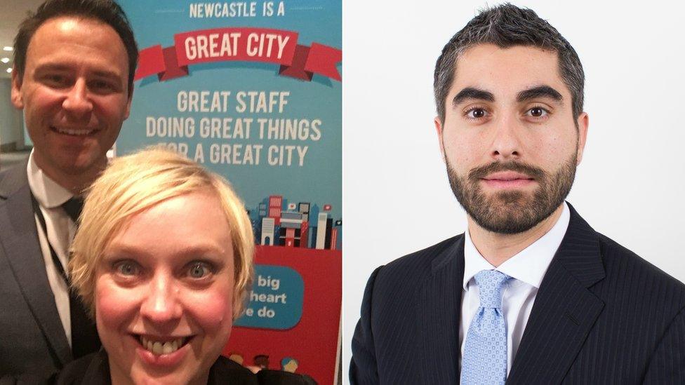 Louise Crosby and Peter Scott who co-chair Newcastle City Council's LGBT group and Eraldo d'Atri from Clifford Chance law firm