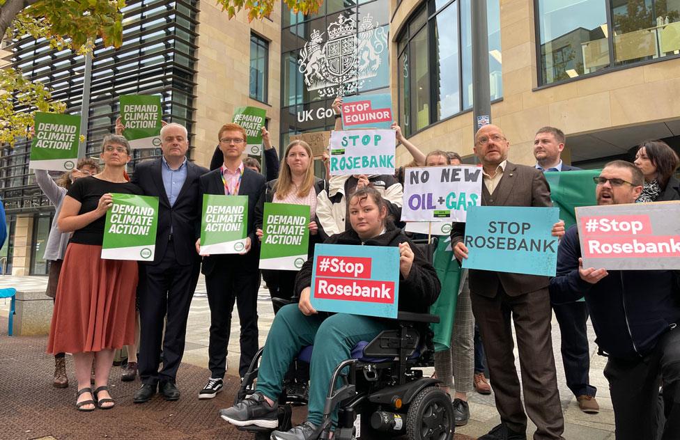 Scottish Green MSPs were among those protesting outside the UK government building in Edinburgh