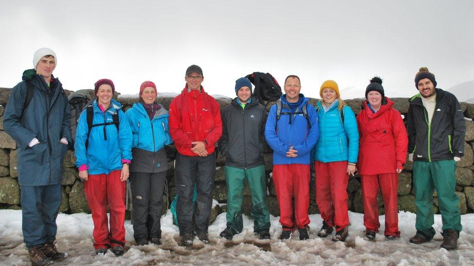 Robby Kojetin along with accountants from Baker Tilly Mooney Moore, Tollymore activity centre instructors and BBC NI journalist Tori Watson