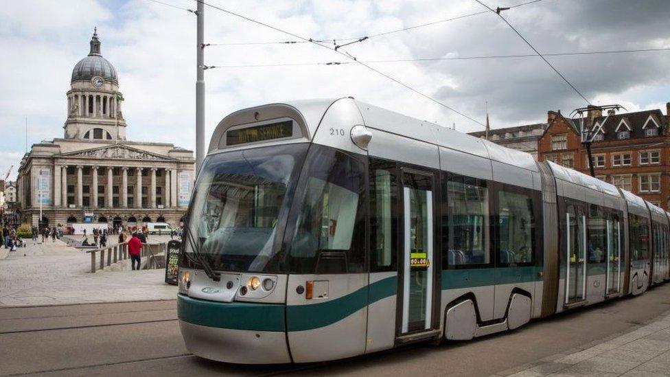 Tram in city centre