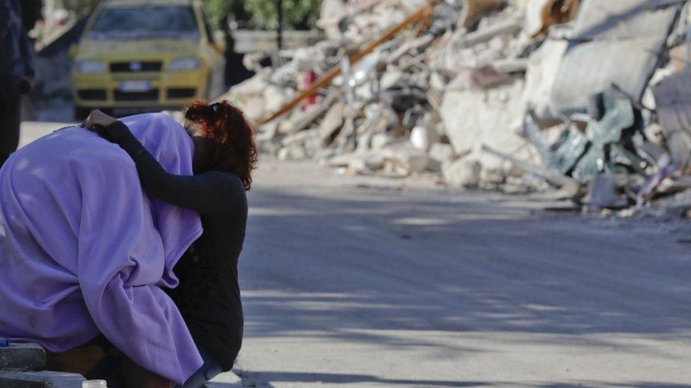 Quake survivors in Amatrice, 26 August 2016