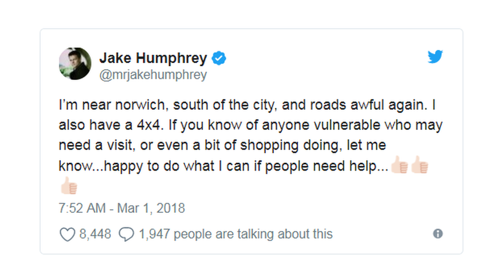 Screengrab of Jake Humprey's offer on Twitter