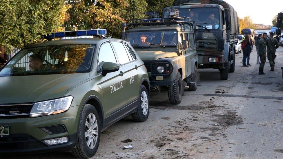 Kosovo Security Forces (KSF) arrive after a 6.4-magnitude earthquake hit Albania's Durres city, 26 November 2019