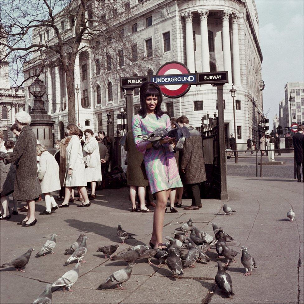 Marie Hallowi near Charing Cross Station, London, 1966