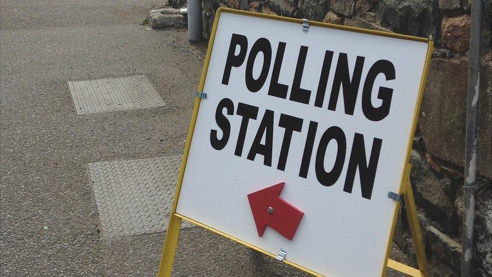 Polling station sign