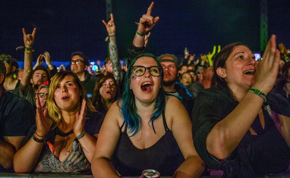 People enjoying an act at the Download Festival