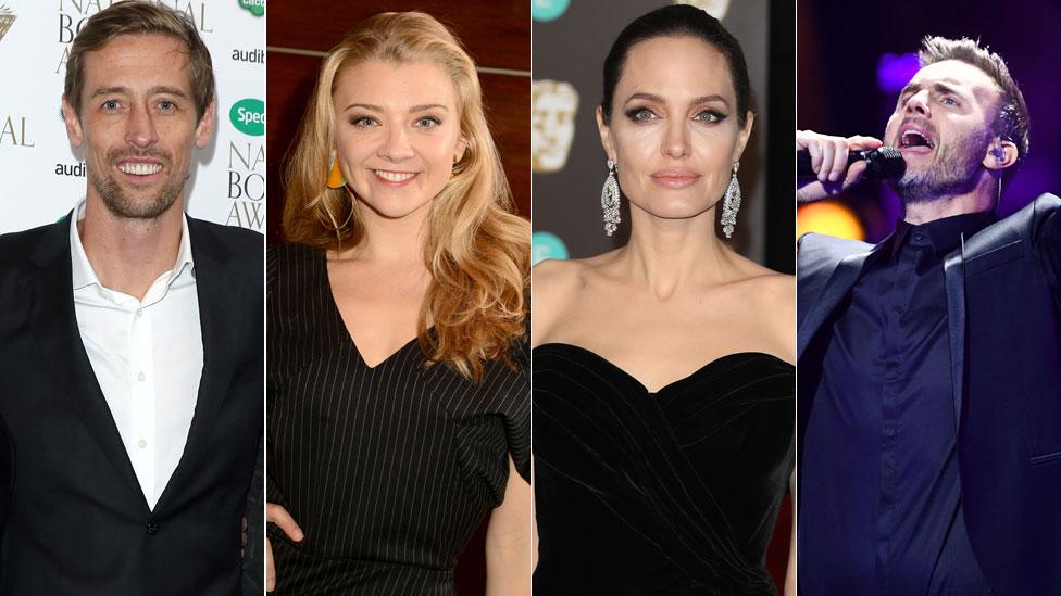 Peter Crouch, Natalie Dormer, Angelina Jolie, Gary Barlow