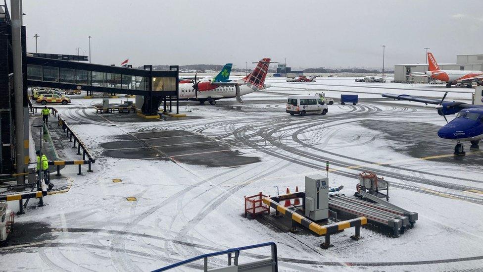 Snow on runway