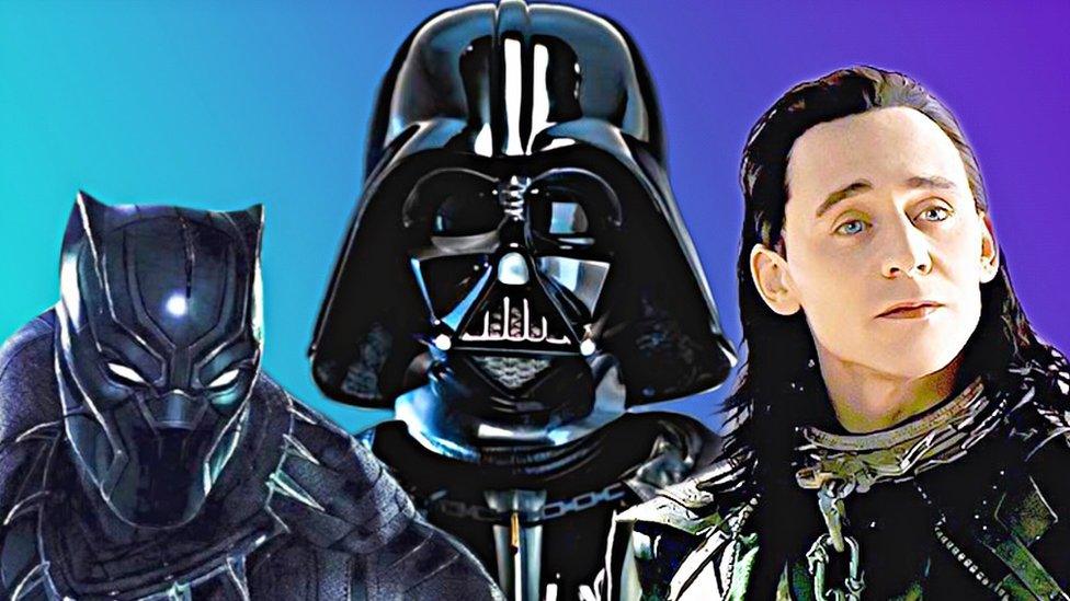 Black Panter, Darth Vader, Loki.