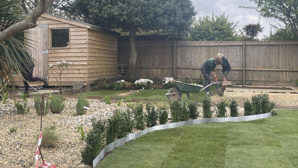 Students working in a Felixstowe garden