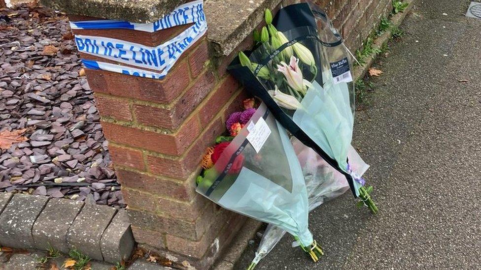 Flowers left at scene