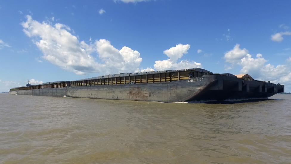 A barge transporting soya