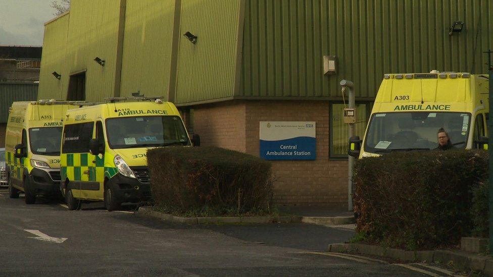 Ambulances outside Manchester Central Ambulance Station