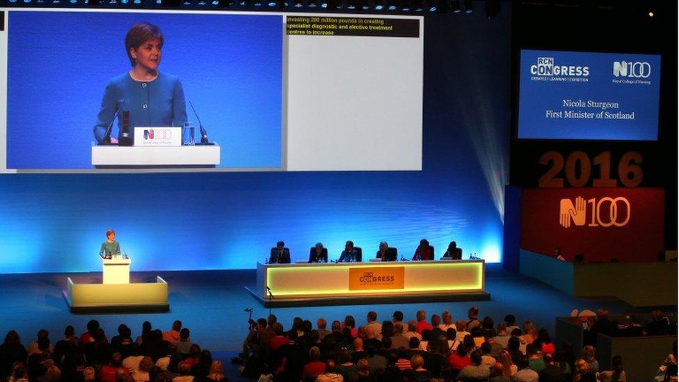 Nicola Sturgeon speaking to RCN