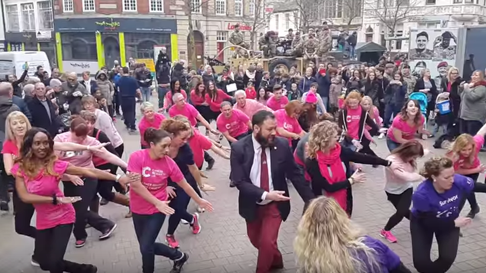 Glen Chisholm joins in with flash mob in Ipswich