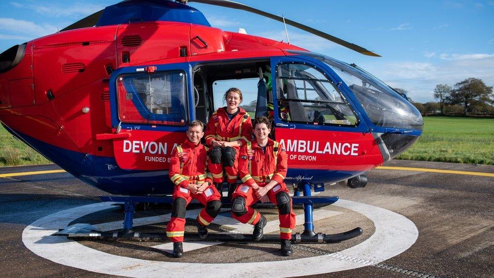 Devon Air Ambulance crew at North Devon airbase