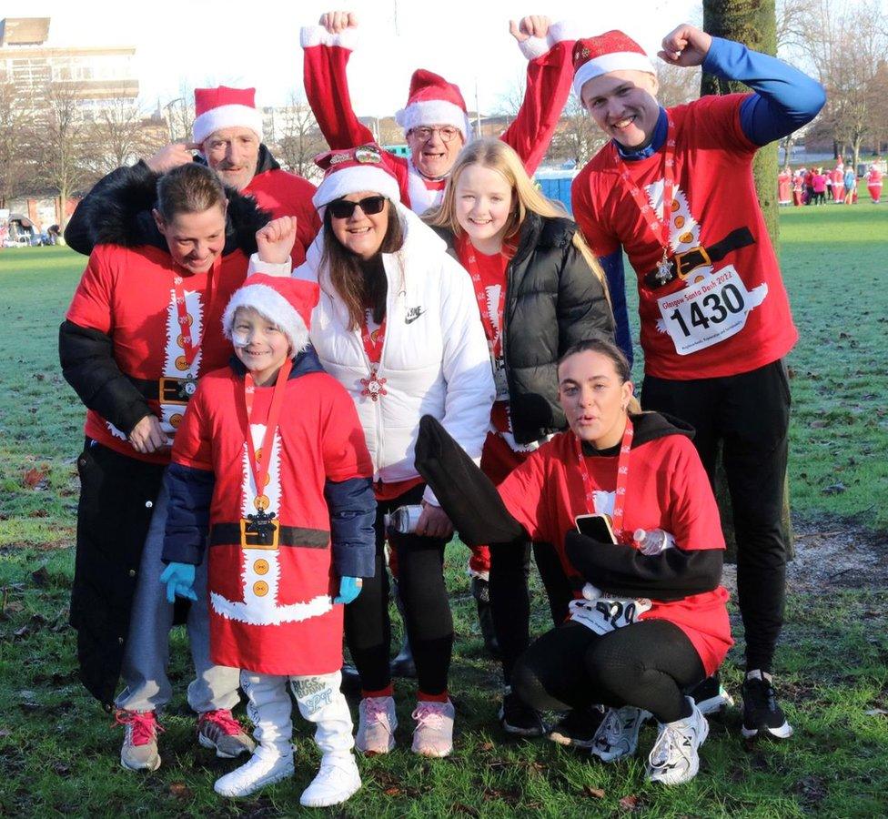 Cole Park with his mum Michelle (left) plus family and friends.