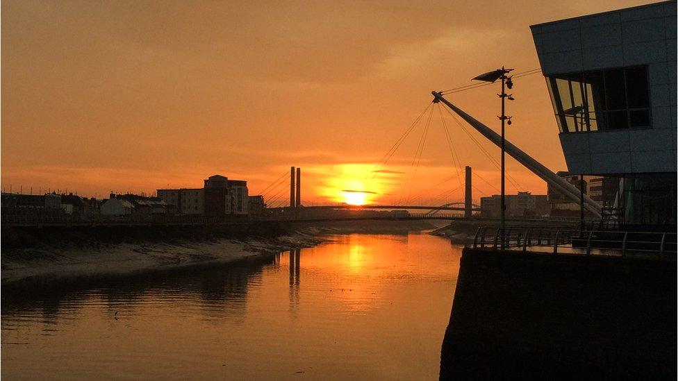 Newport sunrise: Coleg Gwent worker Dale Adams captured this image looking towards the Riverfront theatre