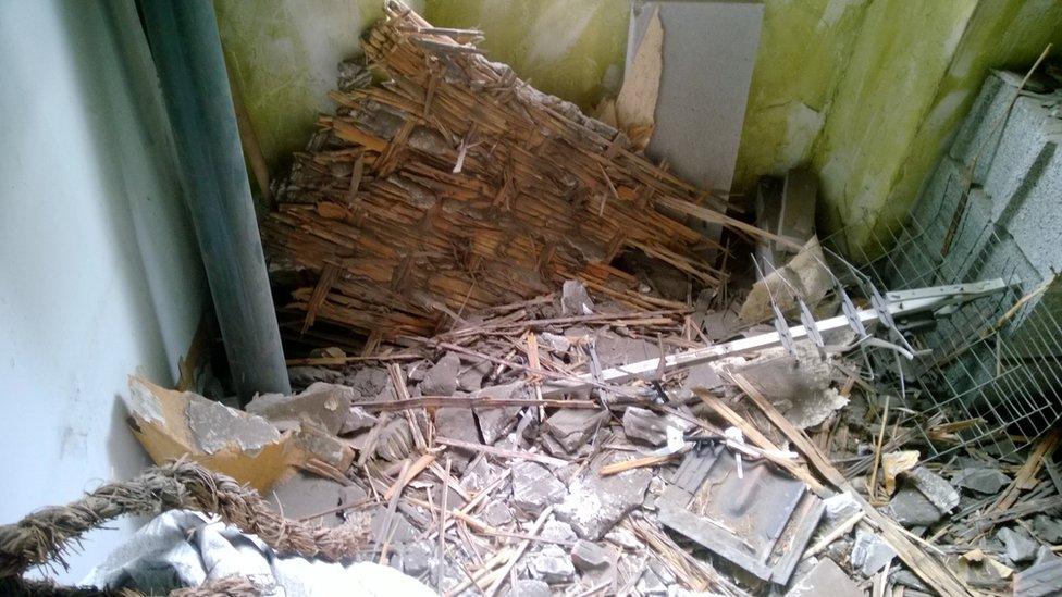 Damage in an old house in Marseille