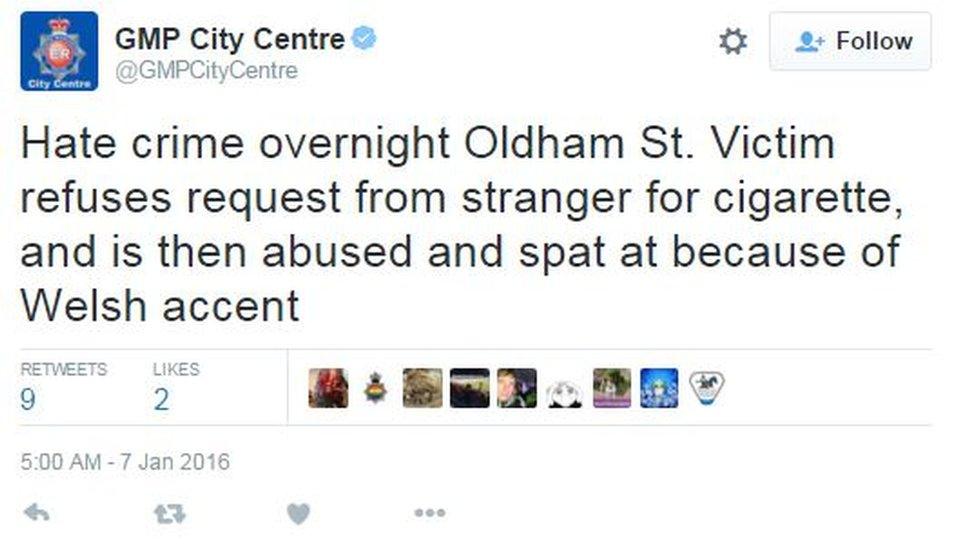 Tweet from GMP City Centre