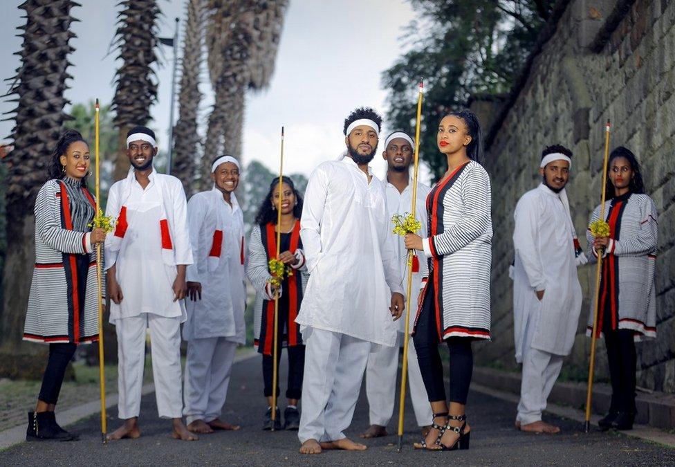 Group wearing traditional clothes