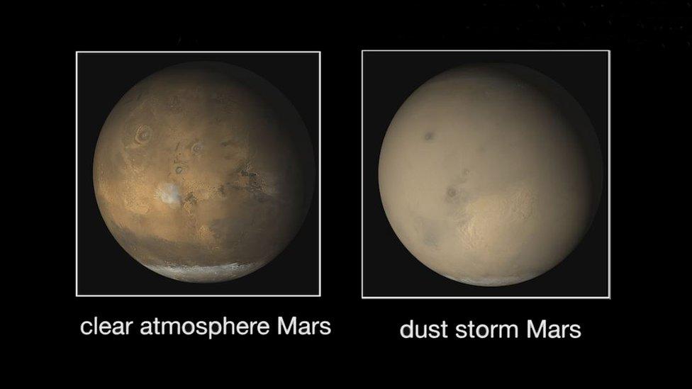 Picture showing how the dust storm affects what astronomers can see