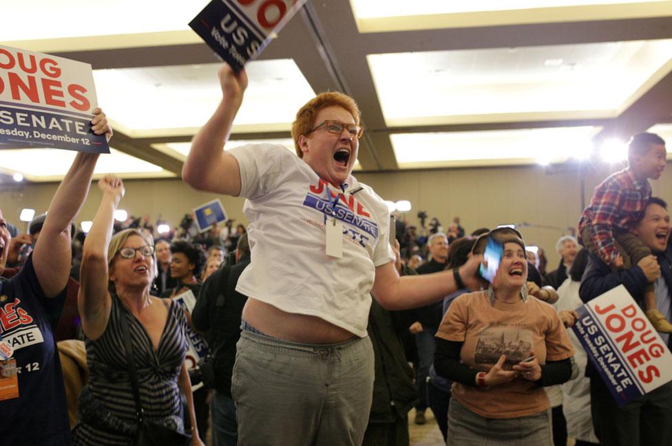 Doug Jones supporters cheering