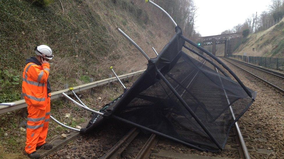 Trampoline on rail track