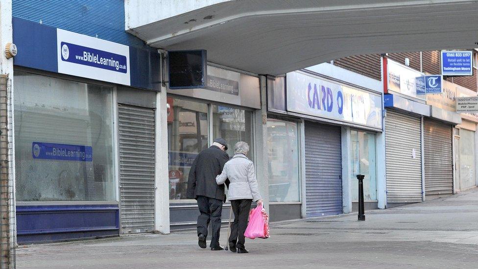 High street with lots of closed shops