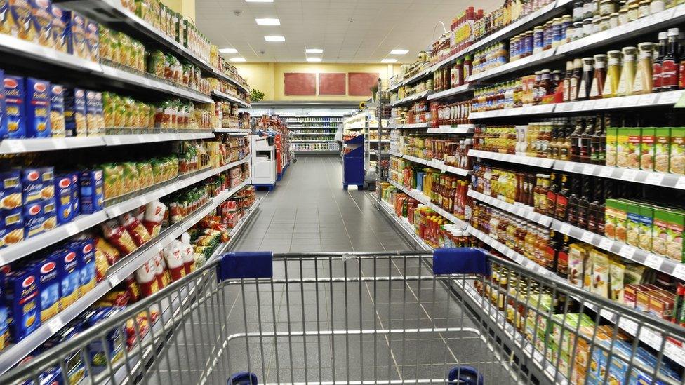 Supermarket shelves