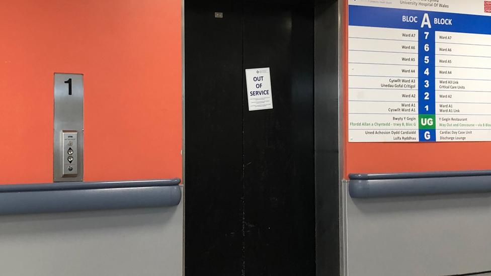 An out of order lift at UHW