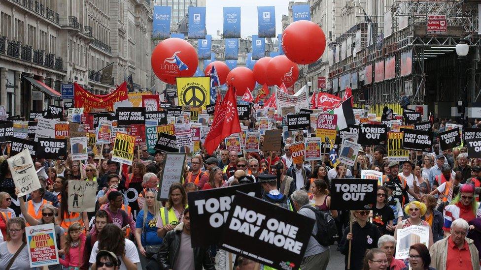 Crowds march in central London