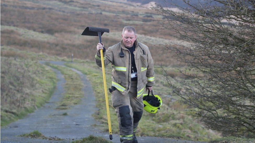 Firefighter on Marsden moor