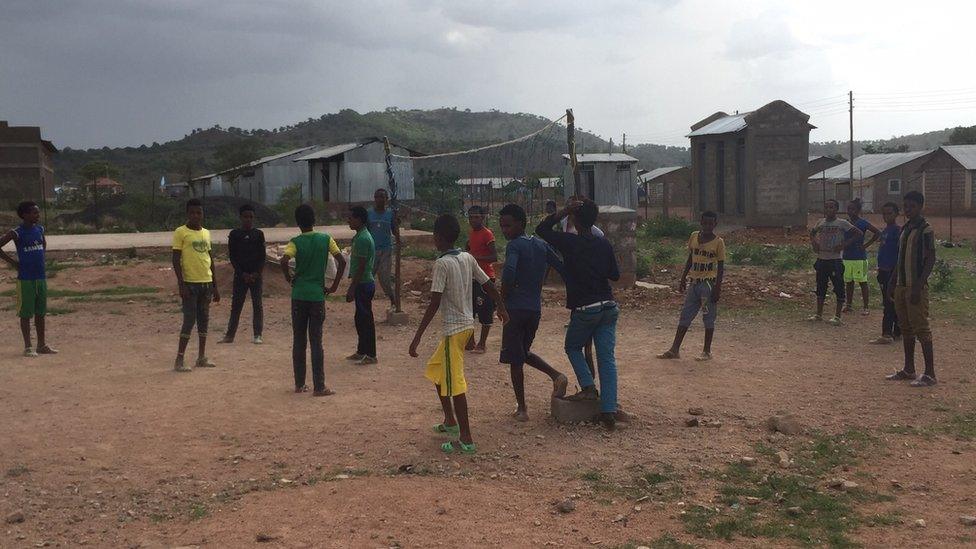 Children playing volleyball