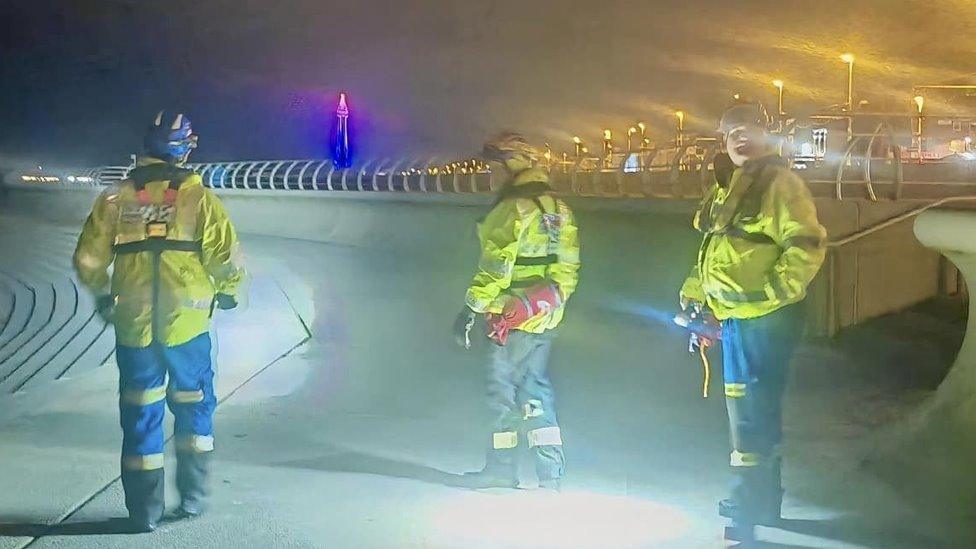 search teams at Central Pier