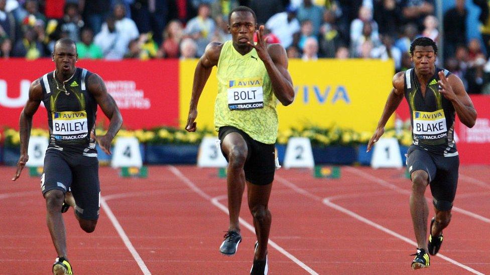 Usain Bolt competing at Crystal Palace Stadium in 2009